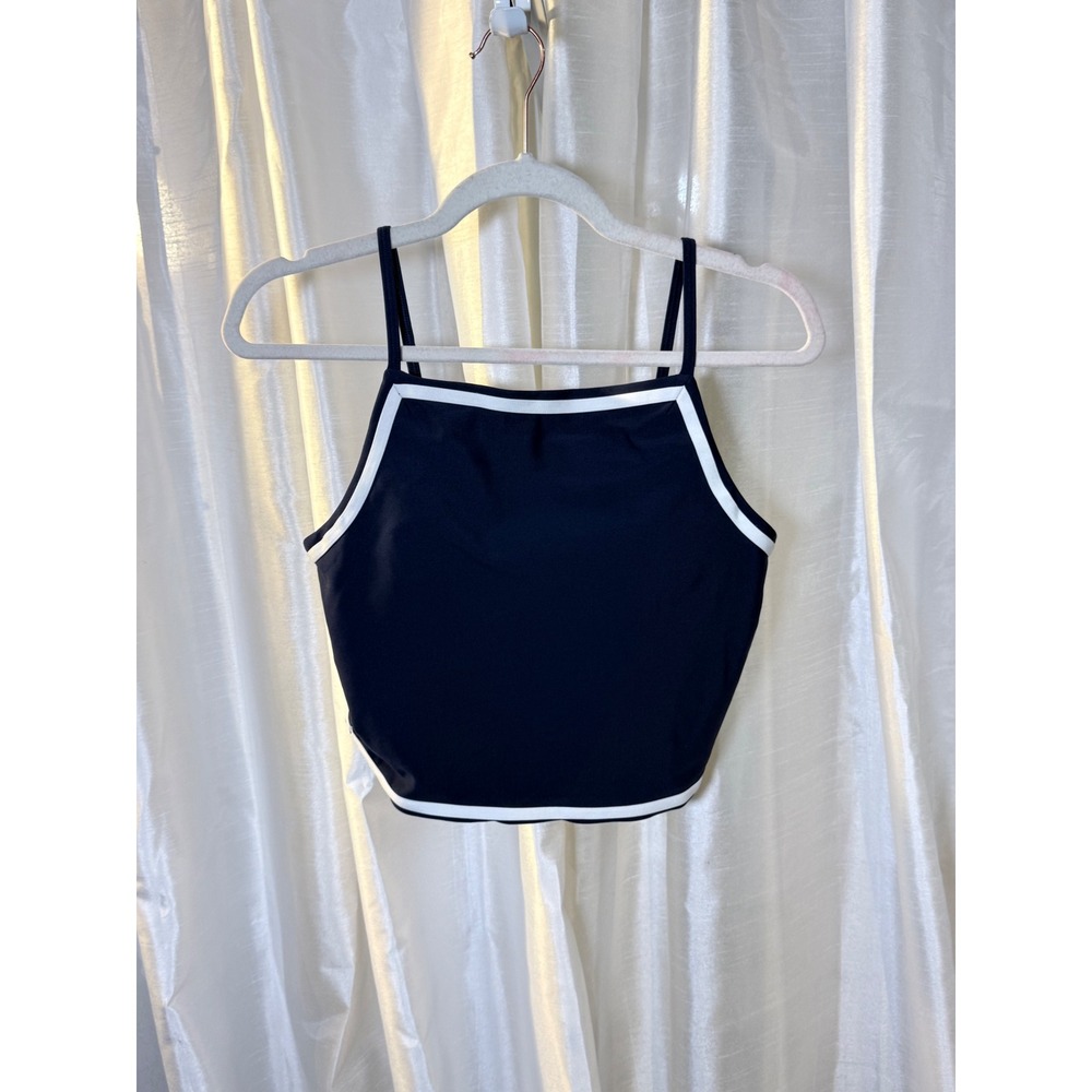 YPB Tank Top Women L Navy Blue sculptLUX Contrast Trim Activewear Cami